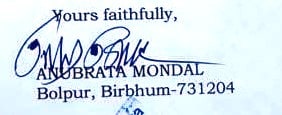 Signature of Anubrata Mondal