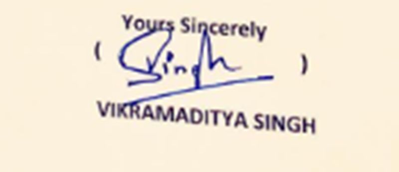 Signature of Vikramaditya Singh