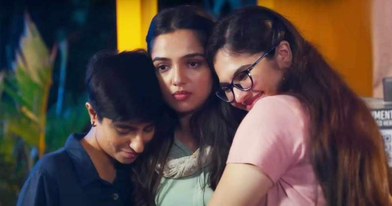 Tanvi Sonigra (extreme left) as Vipassana in a still from the show Girls Hostel- season 3 (2022)