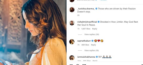 Tunisha Sharma's last Instagram post
