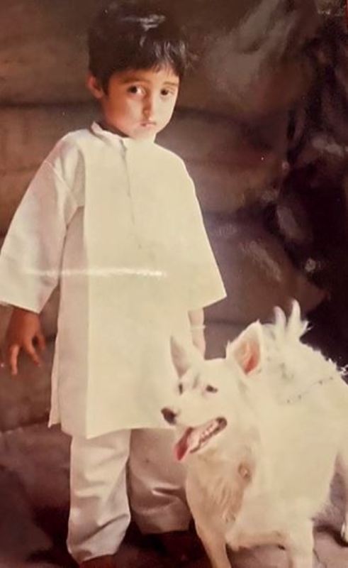 A childhood picture of Gulab Sidhu with his dog