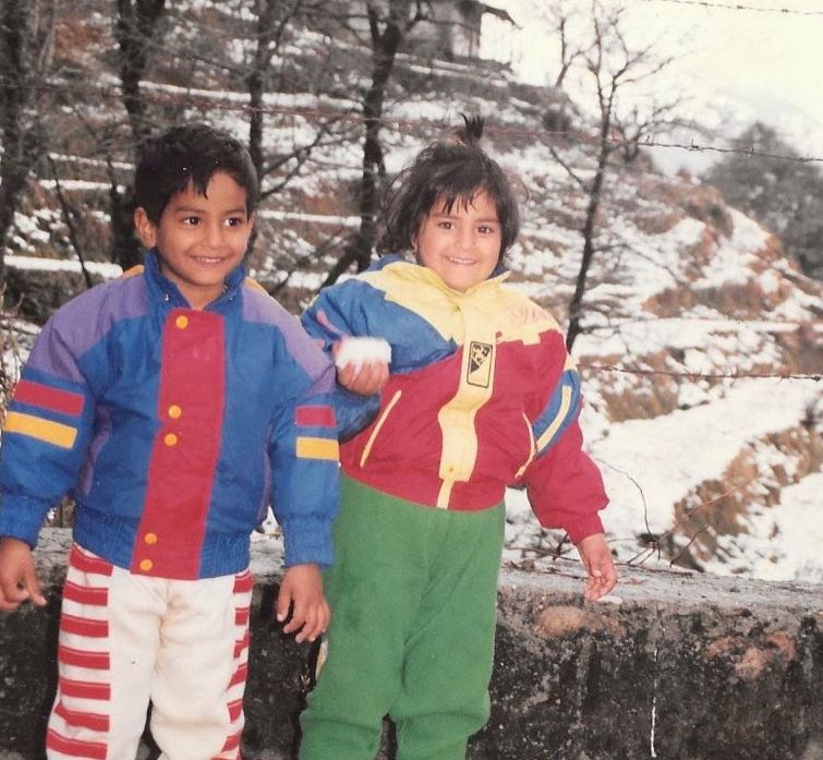 A childhood picture of Shivesh with his twin sister-