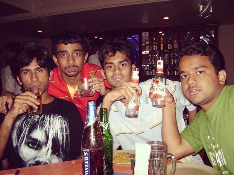 A photograph of Kumar Varun (extreme right) taken during an outing with his friends
