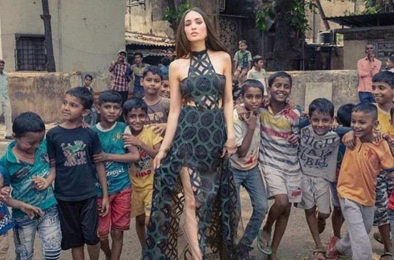 A picture from R'Bonney Gabriel's shoot for Indian-inspired clothing in Mumbai, India (2020)