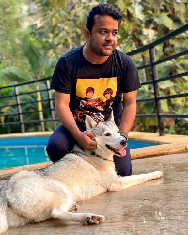 A picture of Kumar Varun with his pet dog Arya