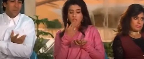 A still of Dolly Bindra as Bhagwanti from the Hindi film Khiladiyon Ka Khiladi (1996)