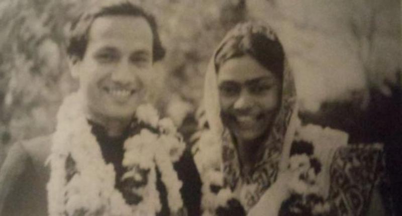 A wedding picture of Chetan Anand and Uma Anand