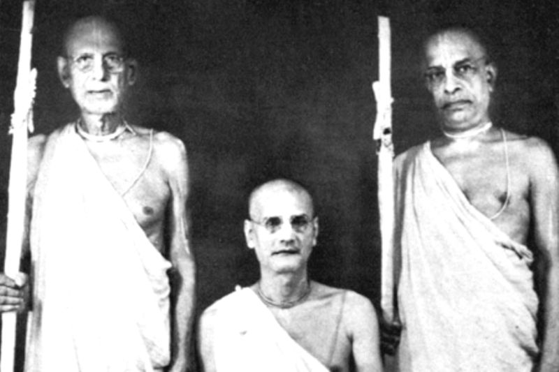 A. C. Bhaktivedanta Swami Prabhupada (extreme right) during his Sannyasa ceremony