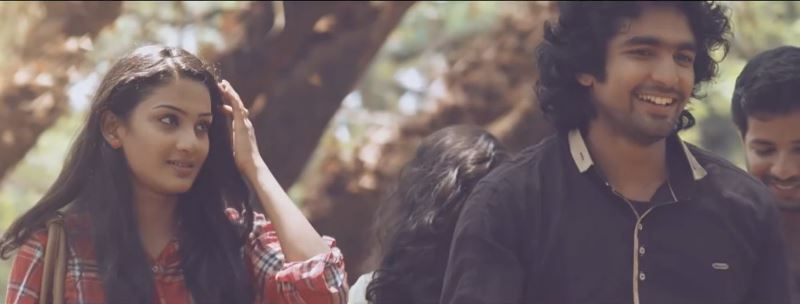 Aditi Ravi with Siddharth Menon in the song Moovanthi Chayum Theeram