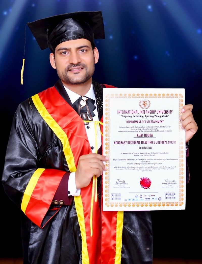 Ajay Hooda with his doctorate degree