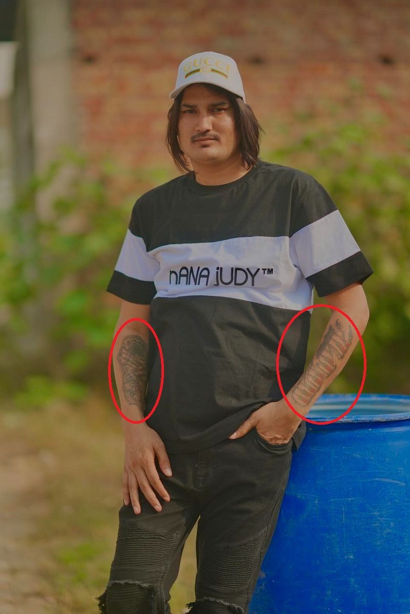 Amit Saini's tattoo on his left hand and the changed tattoo on his right hand