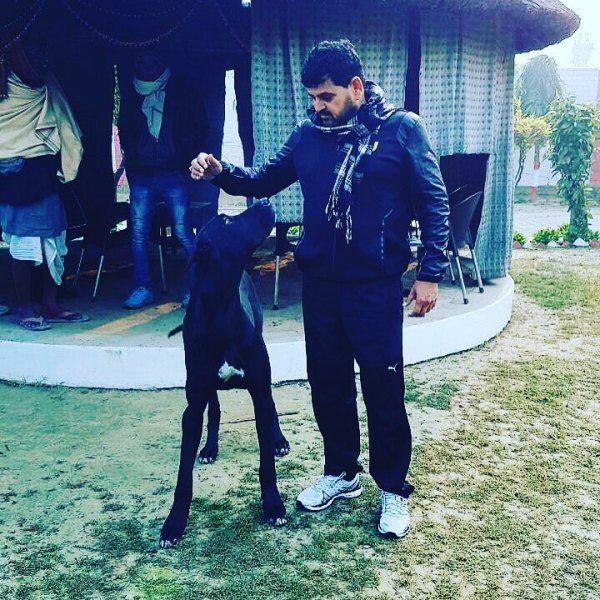 Brij Bhushan Sharan Singh with one of his dogs