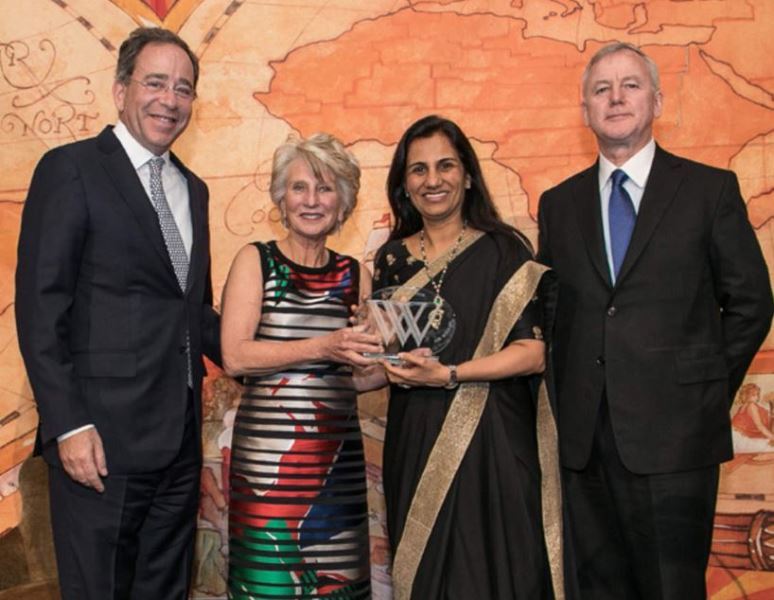 Chanda Kochhar with Woodrow Wilson Award