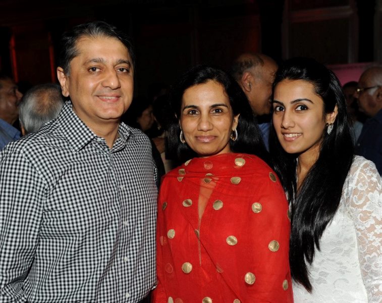 Chanda Kochhar with her husband and daughter, Aarti
