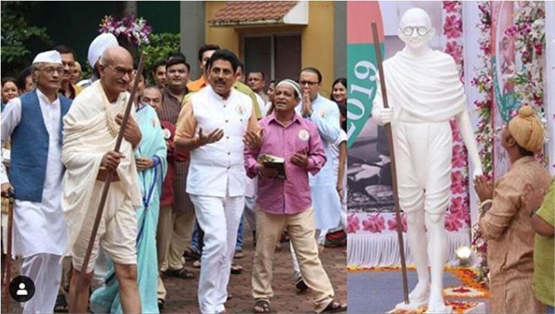 Deepak Antani disguised as Mahatma Gandhi in a still from the TV show Taarak Mehta Ka Ooltah Chashmah in 2019