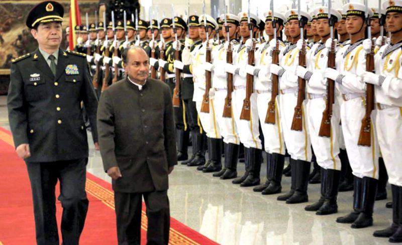 Defence Minister A.K. Antony with his Chinese counterpart General Chang Wanquan in Beijing in 2013