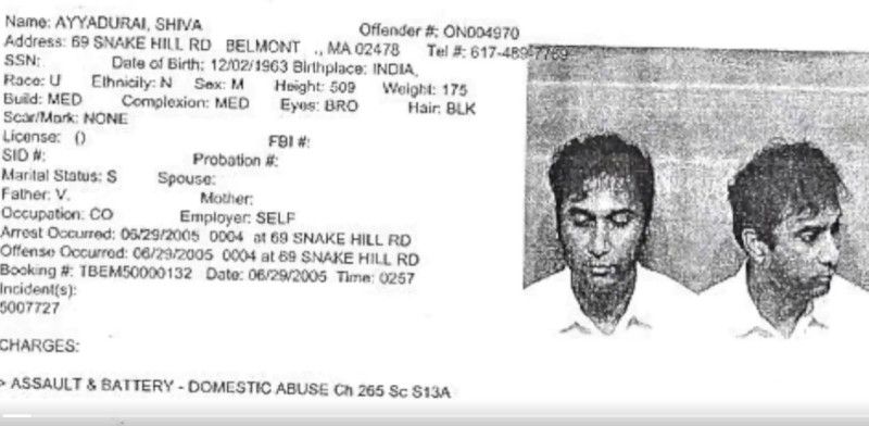 Details of Shiva Ayyadurai provided by Police after domestic violence complaint