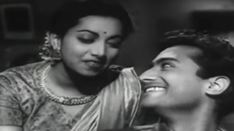 Dev Anand (as Kapur) along with Suraiya (as Bimala) in the film 'Afsar' (1950)