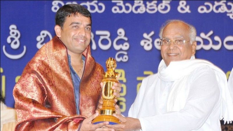 Dil Raju received the Best Telugu Family Entertainer of the Year Award for the Telugu film Mr Perfect at Nagi Reddy Memorial Awards