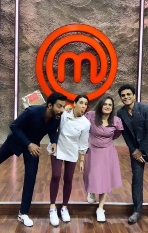 (From left to right); Ranveer Brar, Anahita Dhondy, Garima Arora, and Vikas Khanna on the sets of MasterChef India- Season 7