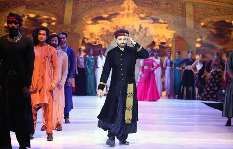 Jaey Gajera walking the ramp as the showstopper at the Surat Fashion Show (2018)