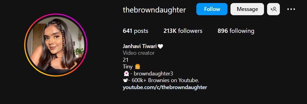Jhanvi's Instagram Account