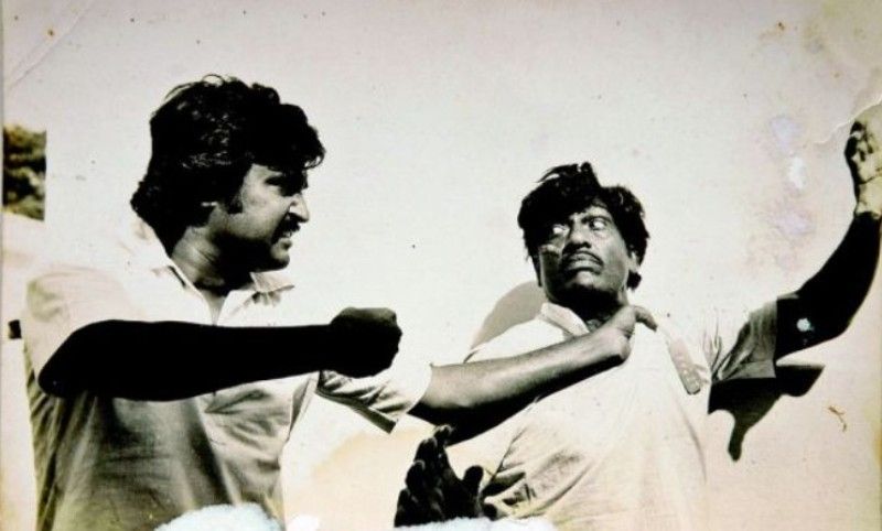 Judo. K. K. Rathnam (right) n a fight scene with Rajinikanth