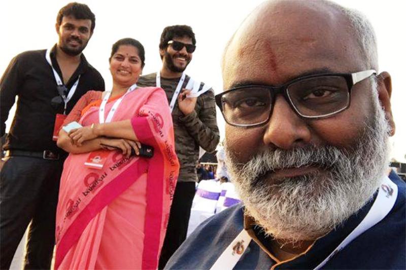 M. M. Keeravani with his wife and sons