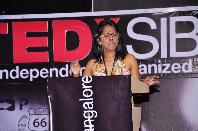 Mahalakshmi Iyer during her speech on TEDx