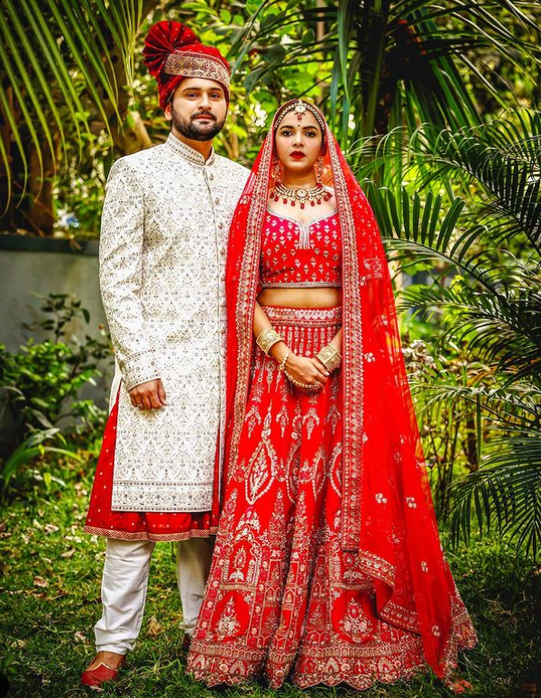 Mitali Mayekar and Siddhart Chandekar on their wedding day