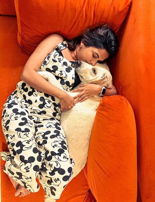 Mitali Mayekar with her pet dog Dora