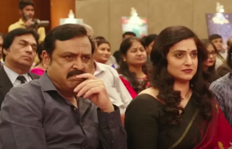 Naresh Babu and Pavitra Lokesh in a still from the Telugu film Sammohanam (2018)