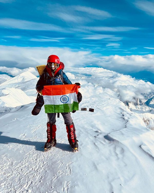 Poorna Malavath on the top of Mount Denali, the highest peak in North America