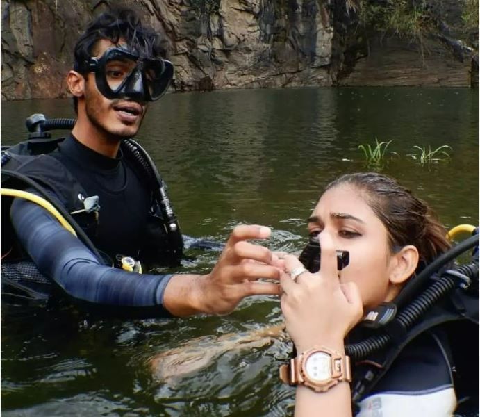 Prayaga Martin attempts scuba diving