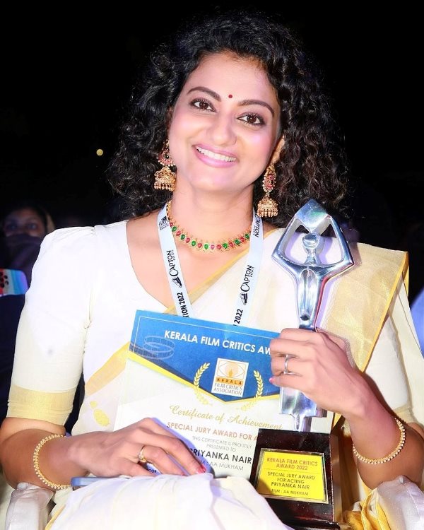 Priyanka Nair won Special Jury (Best Actress) at the 2022 Kerala Film Critics Association Awards