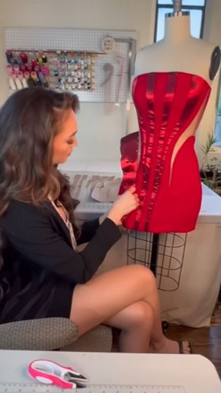 R'Bonney Gabriel while designing her outfit for the opening number round of Miss USA 2022 contest