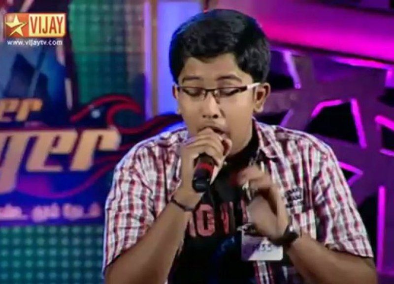 Sai Vignesh in a still from the Tamil singing reality television show Airtel Super Singer Season 4 on Star Vijay
