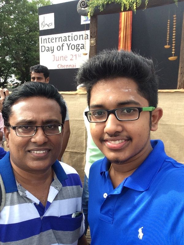 Sai Vignesh with his father, Ramakrishnan Venkatachalam (left)