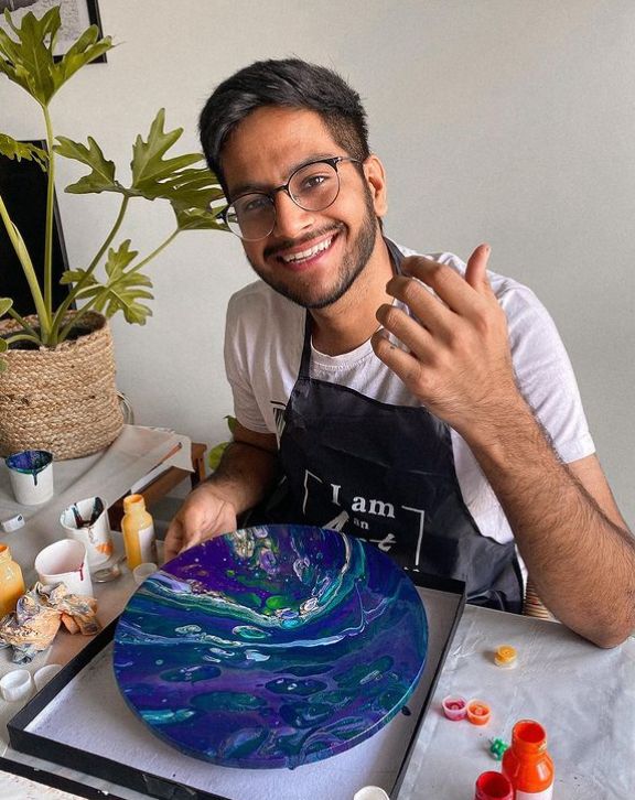 Shivesh attending a painting workshop-