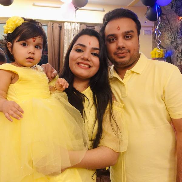 Sumit Kadel with his wife, Puja Soni, and daughter, Himayra