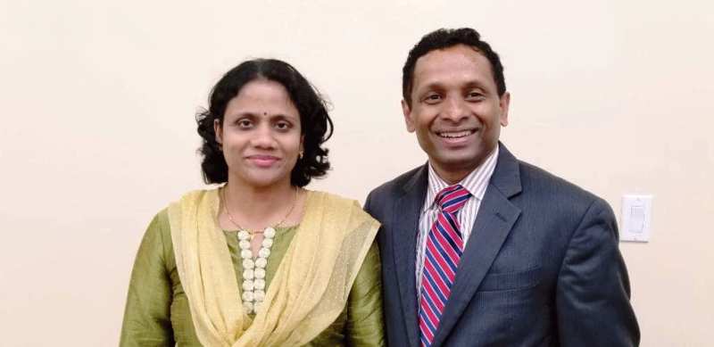 Surendran K. Pattel with his wife Subha Surendran