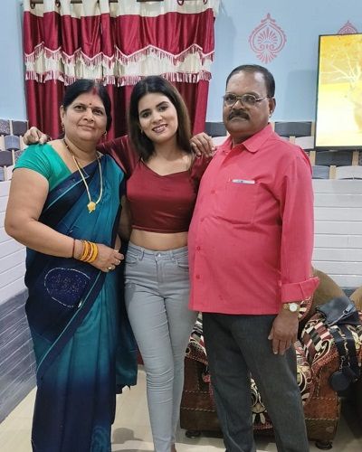 Swati Tiwari with her parents