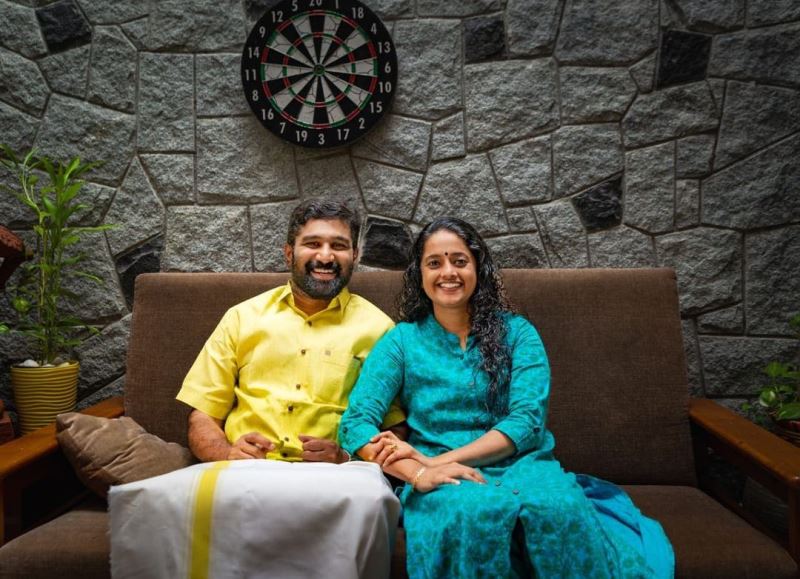 V T Balram with his wife, Anupama