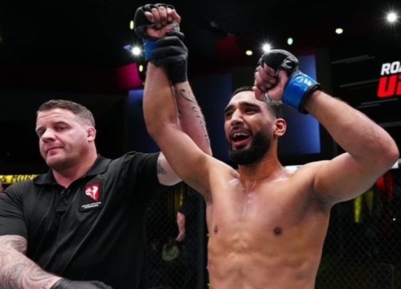 A photo of Anshul Jubli taken after his victory in the final round of the Road to UFC