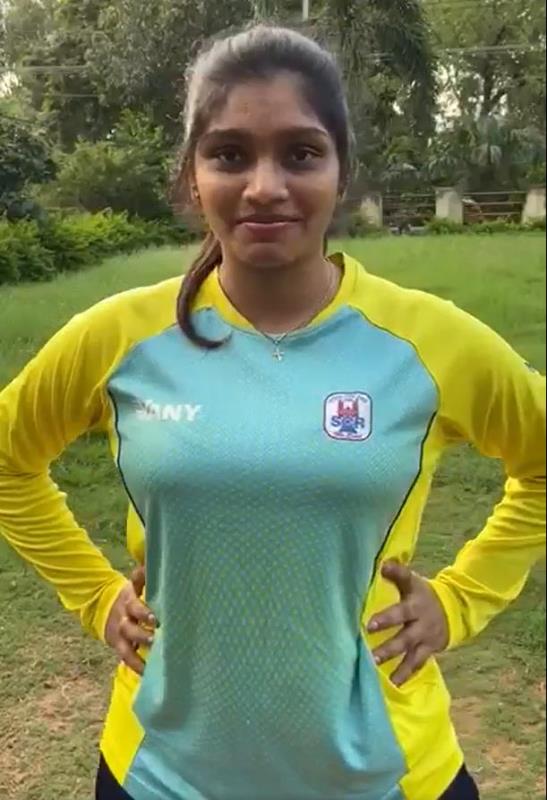 A photograph of Sneha Deepthi during a training session with SCR