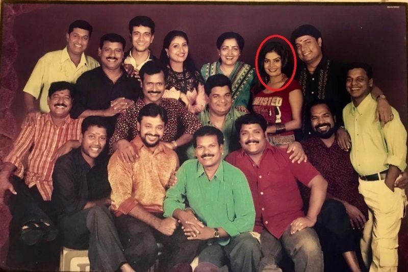 A photograph shared by Subi Suresh with the team of television show Cinemala (1993)