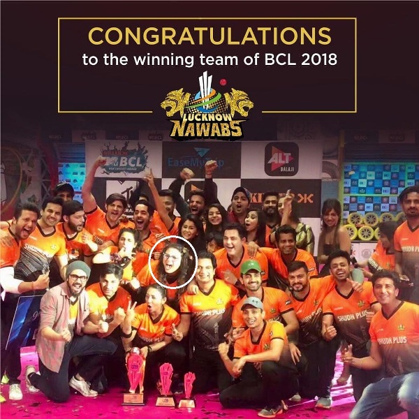 Tanya Abrol (in white circle) as a member of Lucknow Nawabs at Box Cricket League (BCL) (2018)