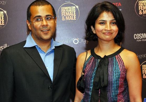An old picture of Anusha Bhagat and Chetan Bhagat