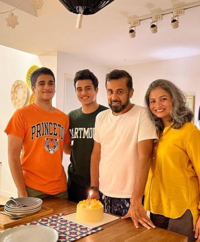 Anusha Bhagat with her husband and children
