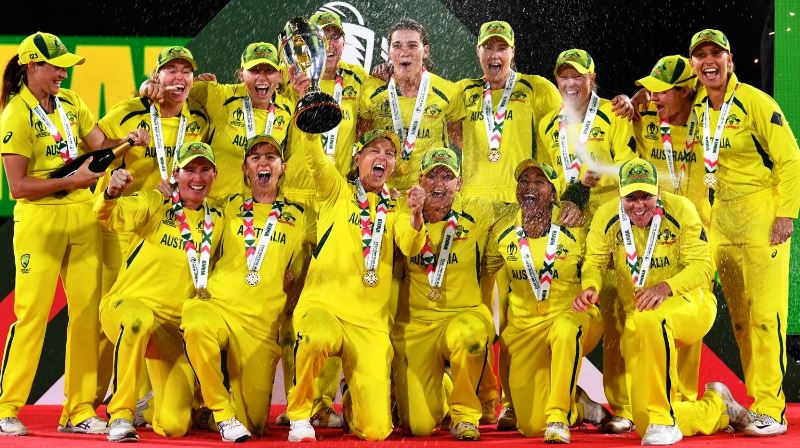 Australia women's national cricket team after winning the ICC Women’s Cricket World Cup for the seventh time